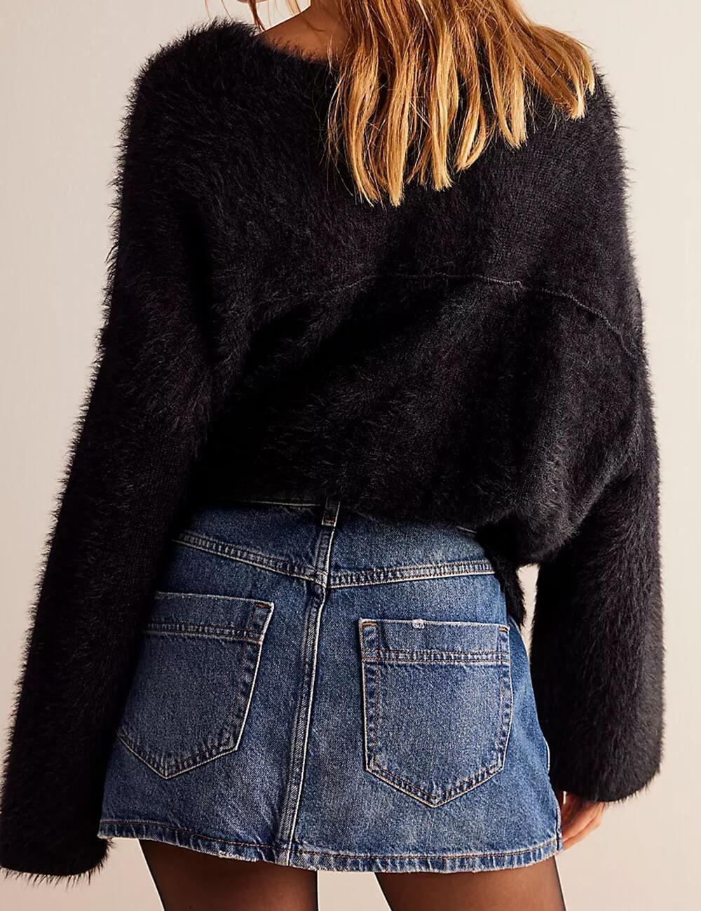 Ladies Asymmetrical Pocket Mini Denim Skirt SKS541 - SWEETKAMA