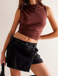 Ladies Asymmetrical Pocket Mini Denim Skirt SKS541 - SWEETKAMA