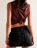 Ladies Asymmetrical Pocket Mini Denim Skirt SKS541 - SWEETKAMA