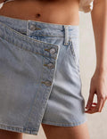 Ladies Asymmetrical Pocket Mini Denim Skirt SKS541 - SWEETKAMA