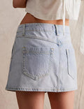 Ladies Asymmetrical Pocket Mini Denim Skirt SKS541 - SWEETKAMA