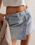 Ladies Asymmetrical Pocket Mini Denim Skirt SKS541 - SWEETKAMA