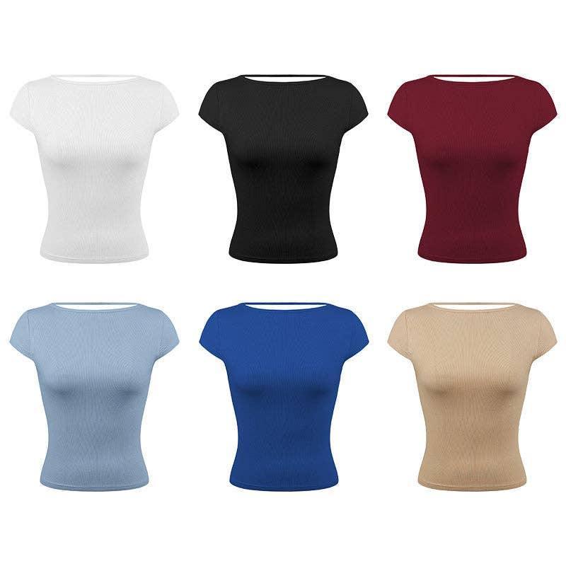 Ladies Backless Solid Color Daily Crop Top ESVJ - SWEETKAMA
