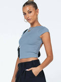 Ladies Backless Solid Color Daily Crop Top ESVJ - SWEETKAMA