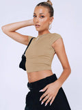 Ladies Backless Solid Color Daily Crop Top ESVJ - SWEETKAMA