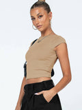 Ladies Backless Solid Color Daily Crop Top ESVJ - SWEETKAMA