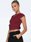 Ladies Backless Solid Color Daily Crop Top ESVJ - SWEETKAMA