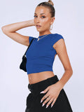 Ladies Backless Solid Color Daily Crop Top ESVJ - SWEETKAMA
