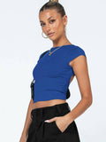 Ladies Backless Solid Color Daily Crop Top ESVJ - SWEETKAMA