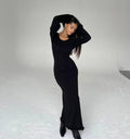 Ladies Backless String Tie Flare Sleeve Long Dress YF2332 - SWEETKAMA