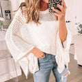 Ladies Bat Sleeves Hollow Out Knit Blouse 22065 - SWEETKAMA