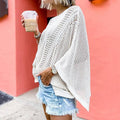 Ladies Bat Sleeves Hollow Out Knit Blouse 22065 - SWEETKAMA