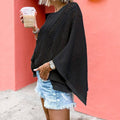 Ladies Bat Sleeves Hollow Out Knit Blouse 22065 - SWEETKAMA