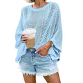 Ladies Bat Sleeves Hollow Out Knit Blouse 22065 - SWEETKAMA