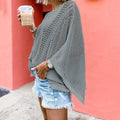 Ladies Bat Sleeves Hollow Out Knit Blouse 22065 - SWEETKAMA