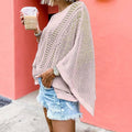 Ladies Bat Sleeves Hollow Out Knit Blouse 22065 - SWEETKAMA