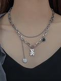 Ladies Black & Smile Circle Disc Bear Pendent Necklace SKAJ002 - SWEETKAMA