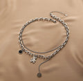 Ladies Black & Smile Circle Disc Bear Pendent Necklace SKAJ002 - SWEETKAMA