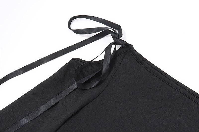 Ladies Black Off Shoulder Solid Long Sleeves Dress Y23DS389 - SWEETKAMA
