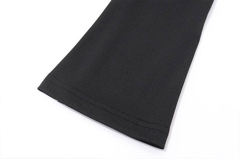 Ladies Black Off Shoulder Solid Long Sleeves Dress Y23DS389 - SWEETKAMA