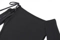 Ladies Black Off Shoulder Solid Long Sleeves Dress Y23DS389 - SWEETKAMA