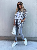 Ladies Botton Open Turndown Collar Plaid Shirt 9965 - SWEETKAMA