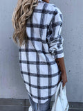 Ladies Botton Open Turndown Collar Plaid Shirt 9965 - SWEETKAMA