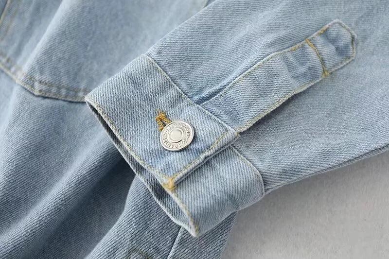 Ladies Botton-Up Pocket Denim Coat M2 - SWEETKAMA