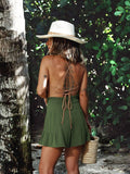 Ladies Bowknot Solid Color Daily Ruffled Short GKDG - SWEETKAMA