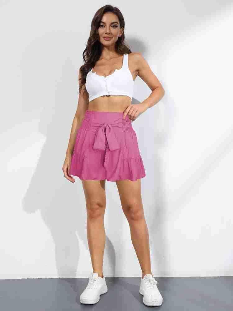 Ladies Bowknot Solid Color Daily Ruffled Short GKDG - SWEETKAMA