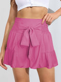 Ladies Bowknot Solid Color Daily Ruffled Short GKDG - SWEETKAMA