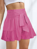 Ladies Bowknot Solid Color Daily Ruffled Short GKDG - SWEETKAMA
