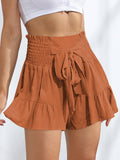 Ladies Bowknot Solid Color Daily Ruffled Short GKDG - SWEETKAMA