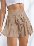 Ladies Bowknot Solid Color Daily Ruffled Short GKDG - SWEETKAMA