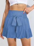 Ladies Bowknot Solid Color Daily Ruffled Short GKDG - SWEETKAMA