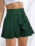 Ladies Bowknot Solid Color Daily Ruffled Short GKDG - SWEETKAMA