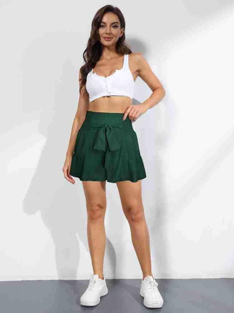 Ladies Bowknot Solid Color Daily Ruffled Short GKDG - SWEETKAMA