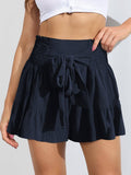 Ladies Bowknot Solid Color Daily Ruffled Short GKDG - SWEETKAMA