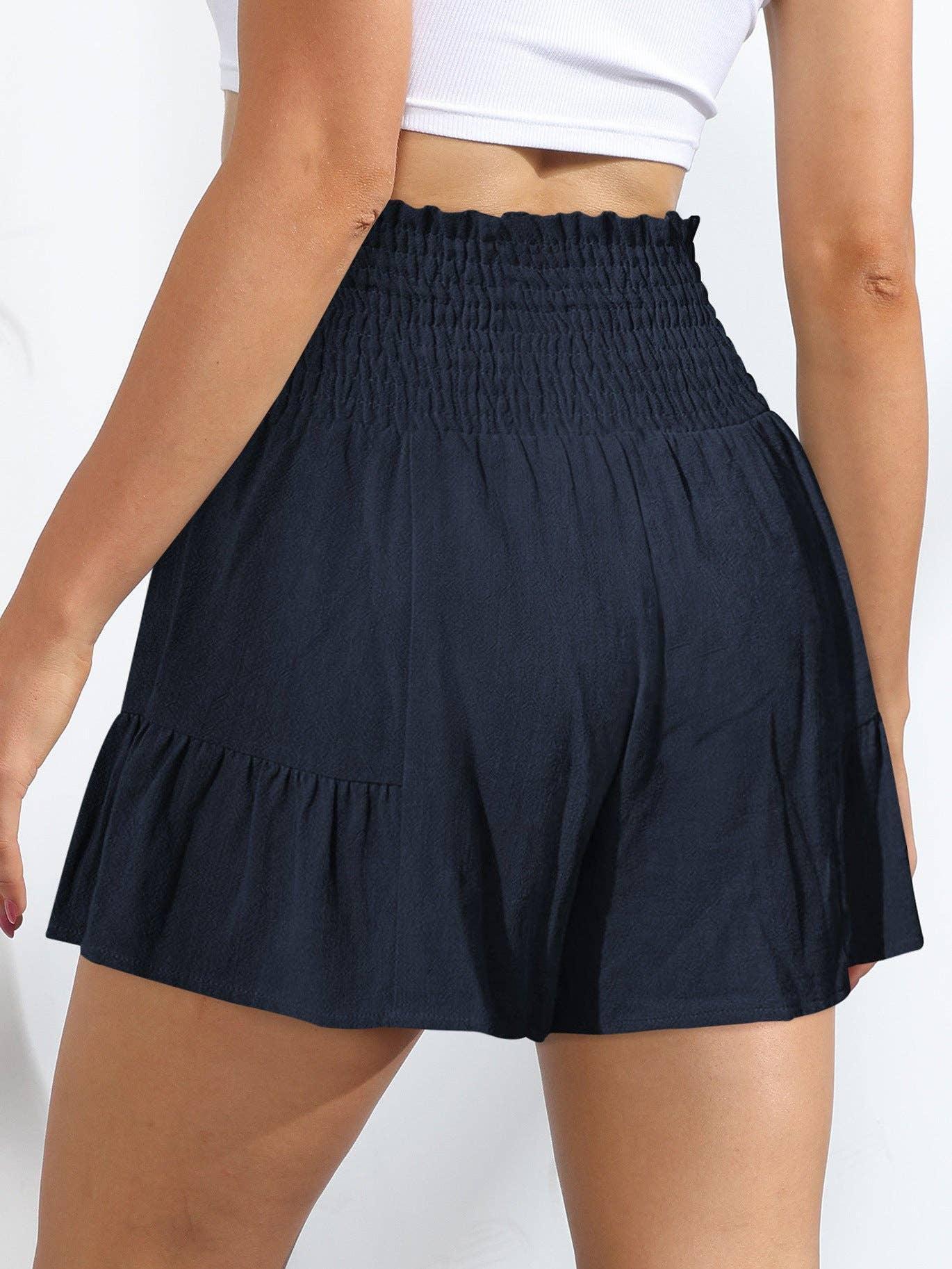 Ladies Bowknot Solid Color Daily Ruffled Short GKDG - SWEETKAMA