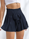Ladies Bowknot Solid Color Daily Ruffled Short GKDG - SWEETKAMA