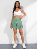 Ladies Bowknot Solid Color Daily Ruffled Short GKDG - SWEETKAMA