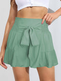 Ladies Bowknot Solid Color Daily Ruffled Short GKDG - SWEETKAMA
