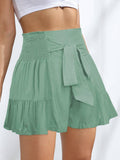 Ladies Bowknot Solid Color Daily Ruffled Short GKDG - SWEETKAMA