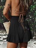 Ladies Bowknot Solid Color Daily Ruffled Short GKDG - SWEETKAMA