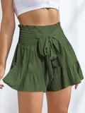 Ladies Bowknot Solid Color Daily Ruffled Short GKDG - SWEETKAMA