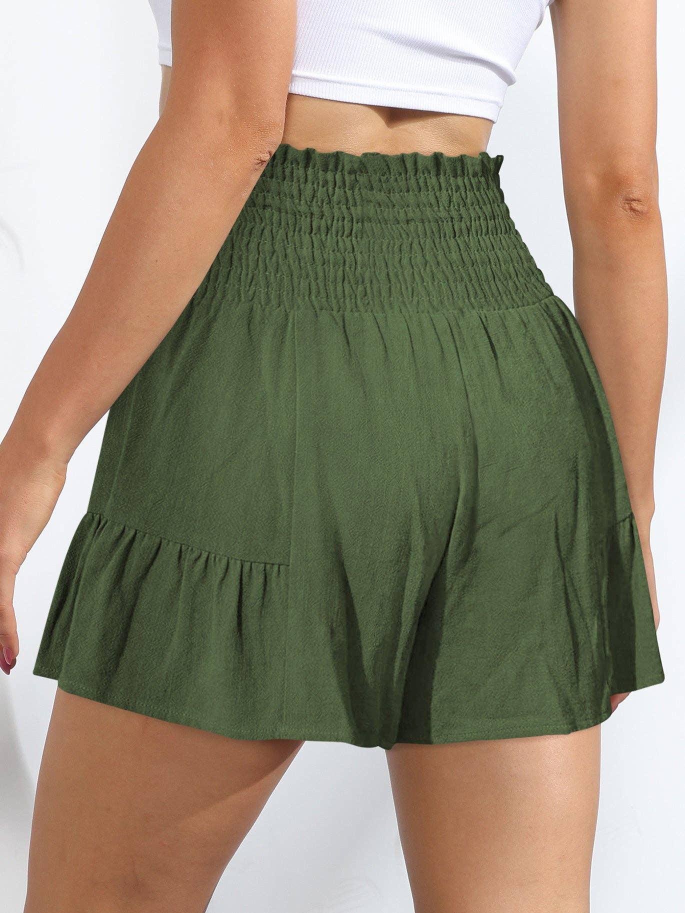 Ladies Bowknot Solid Color Daily Ruffled Short GKDG - SWEETKAMA