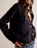 Ladies Button Front Dropped Shoulder Cardigan SKT529 - SWEETKAMA