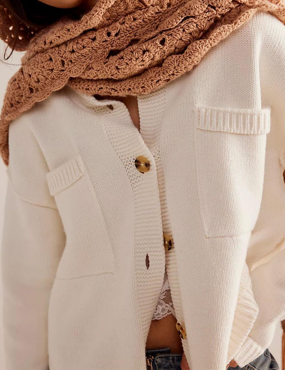 Ladies Button Front Dropped Shoulder Cardigan SKT529 - SWEETKAMA
