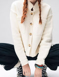 Ladies Button Front Dropped Shoulder Cardigan SKT529 - SWEETKAMA