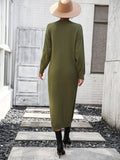 Ladies Button Long Sleeves Daily Knit Dress E2319 - SWEETKAMA